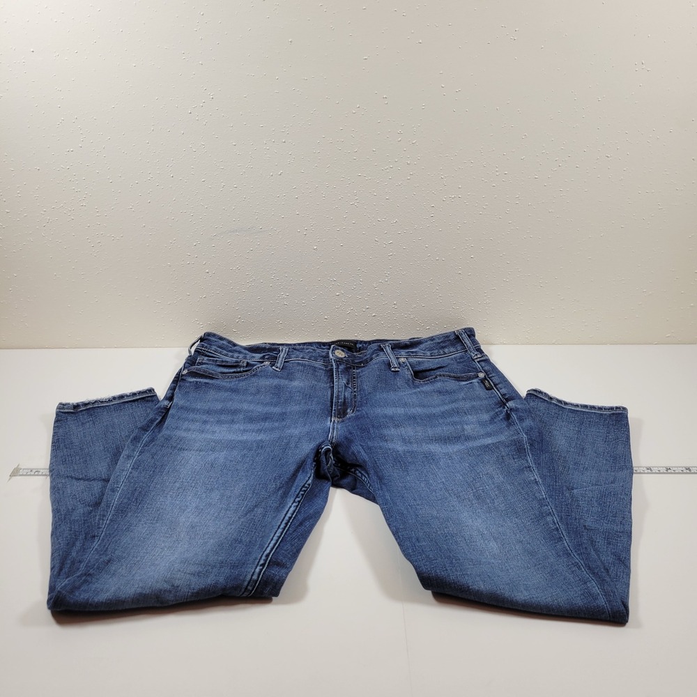 Silver Jeans Co Suki Skinny Women 18 Blue Excellent Mid Rise Distressed W93136